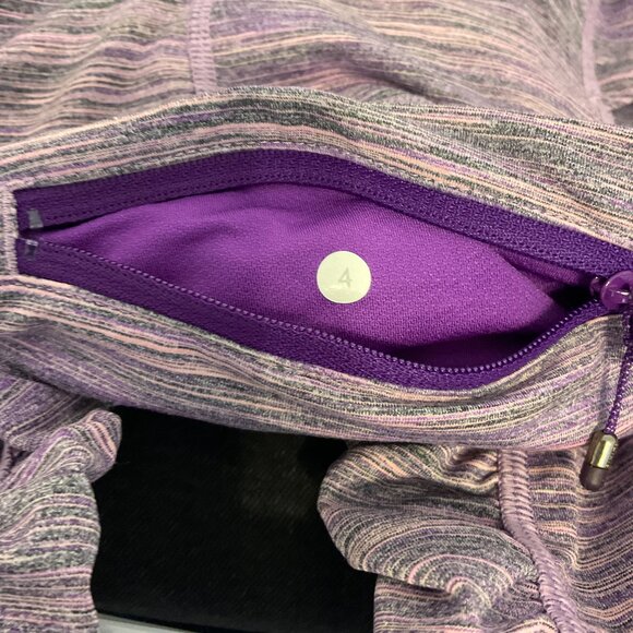 Lululemon Leggings 4 Purple Pink Space Dye Tech Pockets Ruched Detail Zipper - Picture 11 of 11